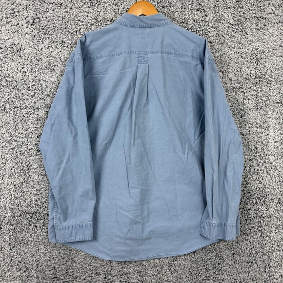 LL Bean Shirt Mens 2XL Blue Elbow Patch Button Front Workwear Outdoor Casual XXL - Picture 6 of 13